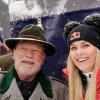 Arnold Schwarzenegger, Schauspieler und Bodybuilder aus Österreich sowie ehemaliger Gouverneur von Kalifornien, und Lindsey Vonn, ehemalige Skifahrerin aus den USA, unterhalten sich am Rande des Rennens.