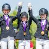 Das goldene Strahlen der deutschen Mädels: (von links) Emily Rother, Carolina Miesner und Clara Paschertz. 