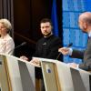 Wolodymyr Selenskyj, Präsident der Ukraine, bei einer Pressekonferenz im Rahmen eines EU-Gipfels im Gebäude des Europäischen Rates.