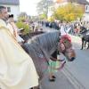 Pfarrer Chalil Joseph Saji führte selbst hoch zu Ross den Leonhardiritt in Gabelbachergreut an und sprach den Segen für die Tiere und ihre Besitzer.