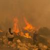 Ein Feuerwehrmann kämpft am im Dorf Hasia in der Nähe von Athen gegen einen Waldbrand.