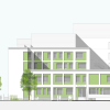 So sieht die Fassade des neuen Mindelheimer Krankenhauses aus, das am bestehenden Standort in vier Bauabschnitten neu errichtet wird.