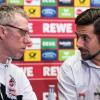 Setzt Kölns Trainer Peter Stöger (links) schon gegen Leipzig auf Neuzugang Claudio Pizarro?