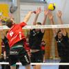 Die Volleyball-Männer des TSV Friedberg (schwarze Trikots) setzen sich bei der Heimpremiere in einem dramatischen Fünfsatz-Match gegen Zirndorf durch und feiern den ersten Sieg der neuen Spielzeit. 	