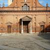 Codogno: Dieser Screenshot aus einem Video zeigt den leeren Platz vor der Kirche San Biagio e Santa Maria Immacolata. 