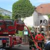 Zahlreiche Rettungskräfte rückten am Sonntagnachmittag in der Heilig-Kreuz-Straße an. Im Thorbräukeller war ein Brand ausgebrochen. 	 
