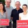 Betina Ahmadyar vom Mehrgenerationenhaus, Wolfgang Schindele und Helmut Schiller vom Kreisverbandsvorstand sowie Tanja Hipp, Leiterin des Awo-Seniorenzentrums Bürgerstift, (von links) werben für den Engagementpreis „Ohne dich geht es nicht“. 