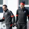 Franck Ribery mit Bastian Schweinsteiger beim Abschlusstraining.