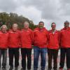 Die Mannschaft des gastgebenden ESV Rain mit (von links) Helmut Gröschel, Günther Ullenberger, Karl Lesiak, Werner Nagler, Dr. Thomas Kellner und Stefan Peschel gewann die Gruppe B des Herbstturniers. 	