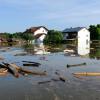 Treibgut im Hochwasser im Deggendorfer Ortsteil Fischerdorf.