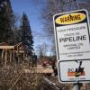 Demonstranten bauen bei der Stadt Burnaby einen Beobachtungsstand: Sie kämpfen gegen den Ausbau der Trans Mountain Pipeline. 	