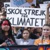 Greta Thunberg (M), schwedische Klimaaktivistin, nimmt an einem Klimamarsch in Montreal, Kanda, teil.