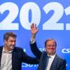 CSU-Parteivorsitzender Markus Söder und Unions-Kanzlerkandidat Armin Laschet demonstrierten zum Wahlkampfende Einigkeit.