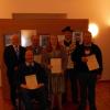 Bürgermeister Franz Schindele (von links) zeichnete Toni Wiedemann, Richard Krahut, Ulrike Schmid, Werner Schleger und Richard Augustin aus.