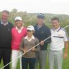 Gruppenbild der guten Golfer-Laune: Die Klingenburger Klubmeister heißen in diesem Jahr (von links) Jochen Marks, Monique Löhlein, Viki Keller, Niko Beranek sowie Tom Ruess. 
