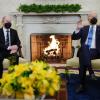 Damals noch mit Maske: So sah es vor gut einem Jahr aus, als sich Bundeskanzler Olaf Scholz mit US-Präsident Joe Biden im Oval Office des Weißen Hauses traf.