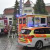 Große Rettungsaktion am Sandauer Tor in Landsberg. Eine Spaziergängerin wurde von den Einsatzkräften gerettet.