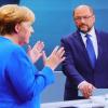 Martin Schulz und Angela Merkel im TV-Duell 2017.