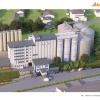 Drei neue Getreidesilos will die Aktienmühle in Aichach bauen, wie eine Visualisierung zeigt. Zwei solcher Silos (rechts vorne) sind bereits vorhanden. Der Bauausschuss des Stadtrats hatte keine Einwände. Links ist die Donauwörther Straße zu sehen.