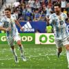 Lionel Messi (r) feiert seinen dritten Treffer beim Freundschaftsspiel gegen Estland. Zeigt sich der Superstar auch in Katar in Torlaune?