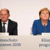 Kanzlerin Angela Merkel und Finanzminister Olaf Scholz bei der Pressekonferenz nach der Sitzung des Klimakabinetts.