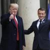 Frankreichs Präsident Emmanuel Macron (rechts) empfängt US-Präsident Donald Trump vor dem Elyseepalast in Paris.