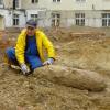 Auf der Baustelle in der Sebastianstraße von Ingolstadt wurde eine Bombe gefunden. Sprengmeister ist Josef Beier.