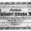 Ein Gutschein über fünfhundert Milliarden Mark, ausgegeben von der Bayerischen Staatsbank 1923. 