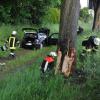 Gegen diesen Baum ist das Auto gekracht. Vier Menschen wurden bei dem Unfall verletzt.
