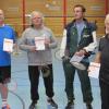 Vier Badmintonspieler des TSV Wertingen bekamen das goldene Sportabzeichen. Von links: Karl Miller, Ulrich Lingg, Jürgen Pröll und Bernhard Knobel. 	