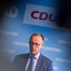 Friedrich Merz, CDU-Vorsitzender, nimmt nach der gemeinsamen Präsidiumssitzung von CDU und CSU an einer abschließenden Pressekonferenz teil.