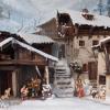 Eine noch beeindruckendere Wirkung erzielen die Krippen von Peter Stowasser, wenn ihnen der Innsbrucker Maler Walter Grach den passenden Hintergrund verpasst – so wie diesem typischen winterlichen Bergdorf in Tirol.