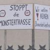 Ein Protestplakat der Stromtrassen-Gegner in Marxheim.