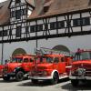 Alle vier Oldtimer waren einmal für die Feuerwehr Nördlingen im Einsatz. Zuletzt wurde das Löschgruppenfahrzeug „schwere Acht“ (erstes von rechts) 2015 in den Ruhestand geschickt. 	
