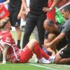 Da ist es passiert: Der verletzte Niklas Dorsch im Spiel gegen Stade Rennes.