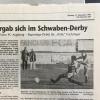 Ein Höhepunkt in der Gundelfinger Vereinsgeschichte: Vor 26 Jahren kam es zum Duell mit dem FCA. Der FCG gewann das Spiel gegen den damaligen Bayernligisten. So sah der Bericht damals in der Zeitung aus. 