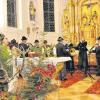 Die Wertinger Jagdhornbläser gestalteten die Hubertusmesse in der Pfarrkirche St. Elisabeth Laugna. Pater Jan Bloch feierte den Gottesdienst mit den Jägern und der Pfarrgemeinde. 