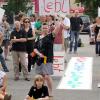 Seit Wochen zeigen Künstler des Kulturparks West, was ihnen das Areal an der Sommestraße bedeutet: „Kulturpark lebt.nützt.bleibt“. 