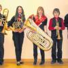 Das beste Ensemble des Wettbewerbes war das Blechbläserquintett „Burning Brass“ unter der Leitung von Tobias Schmid mit den Musikern (von links) Peter Wild, Lorena Bacher, Marlene Bettac, Michael Schäffler, Thomas Briegel. Sie erreichten in der Altersgruppe II 96 von 100 möglichen Punkten.