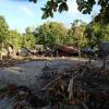 Durch das Erdbeben und den Tsunami zerstörte Häuser am 06.02.2013 im Ort Venga auf der Salomonen-Insel Santa Cruz. 