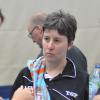 Absolute Konzentration ist bei den Tischtennis-Frauen des TTC Langweid gegen Neckarsulm angesagt. Managerin Martina Erhardsberger (links) instruiert hier das ungarische Doppel mit Krisztina Toth und Barbara Barasso. 
