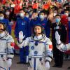 Die chinesischen Astronauten der Shenzhou-16-Mission(l-r): Gui Haichao, Zhu Yangzhu und Jing Haipeng.