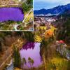 Bei Füssen weist ein kleiner Weiher gerade ein ungewöhnliche lila Farbe auf.