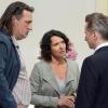 Tatort aus Ludwigshafen:  Lena Odenthal (Ulrike Folkerts) und Mario Kopper (Andreas Hoppe, li.) befragen de Dreusen (David C. Bunners), den Manager des Schlosshotels.