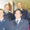 Raimund Geiger (vorne links) ist der neue Bubesheimer Feuerwehrkommandant, Daniel Carmagnani (rechts) sein Stellvertreter. Albert Müller, Karl Betz und Bubesheims Bürgermeister Walter Sauter (von links) stehen dahinter.  