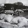 Babenhauser Bauern lieferten  einst Kartoffeln am Güterbahnhof ab. Das Bild entstand Mitte der 1950er-Jahre.