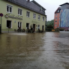 Unwetter in Wertingen sorgt für überflutete Straßen. 