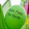 "Kein Platz für Nazis": Aufschrift auf einem Luftballon bei der Gegendemo zum Neonazi-Aufmarsch.