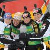 Martina Beck, Kati Wilhelm, Andrea Henkel und Magdalena Neuner, die Gold-Mädels des deutschen Biathlon. Langsam gehen dem Frauenteam aber die Läuferinnen aus.