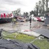 Das Pukkelpop-Festival am Tag des Unglücks: Von den Bühnenaufbauten blieb nach einem Unwetter nicht mehr viel übrig. 